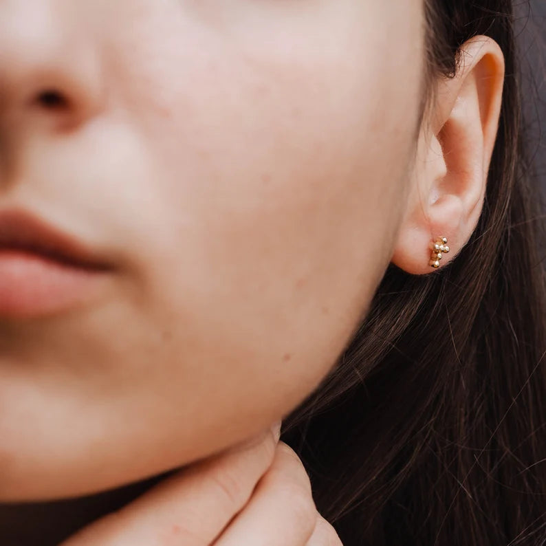 Gold Cross Stud Earrings