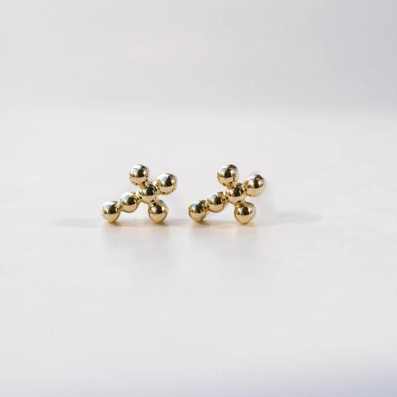 Gold Cross Stud Earrings