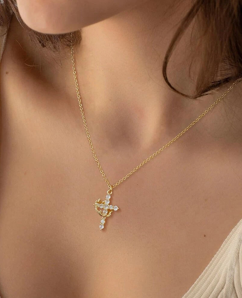 The Eternal Cross & Crown Necklace