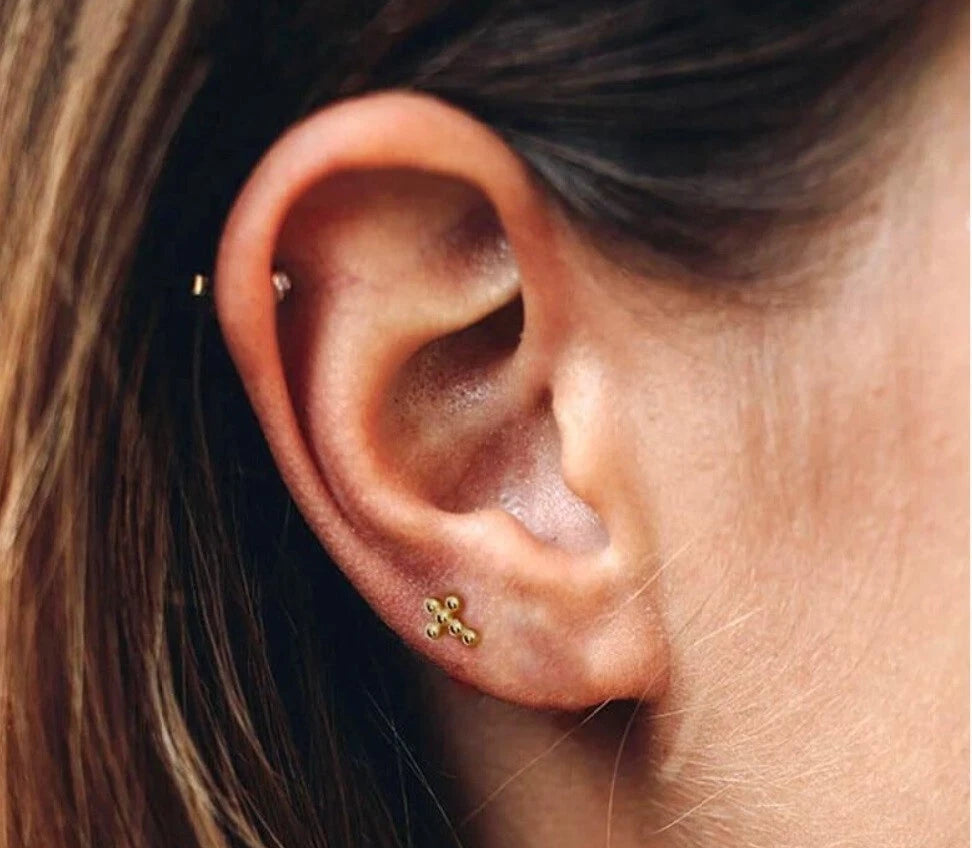 Gold Cross Stud Earrings