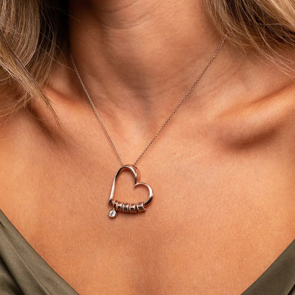 Custom Engraved Heart Necklace in 18K Gold Plating