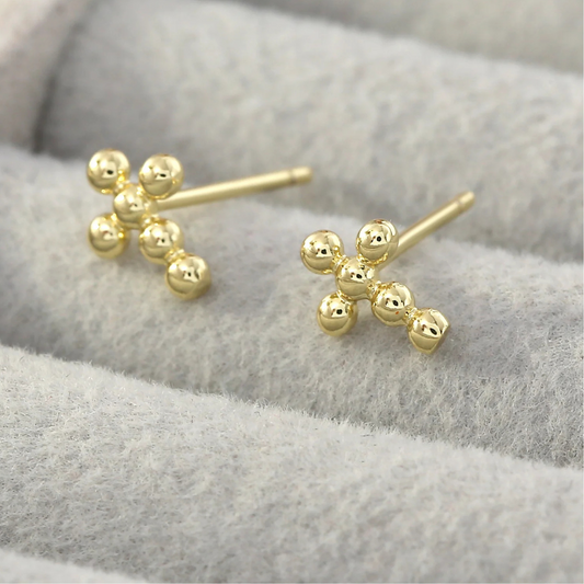 Gold Cross Stud Earrings